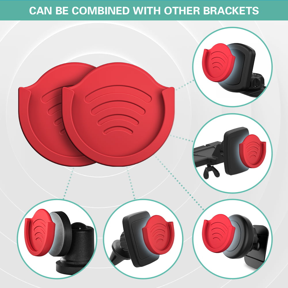 Grip Mount for Socket User, pop-tech 2 Pack Silicone Car Phone Holder for Phone Collapsible Grip/Stand with 3M Sticker Pads Replacement for Dashboard, Office, Home, Desk, Kitchen, Wall and More Red