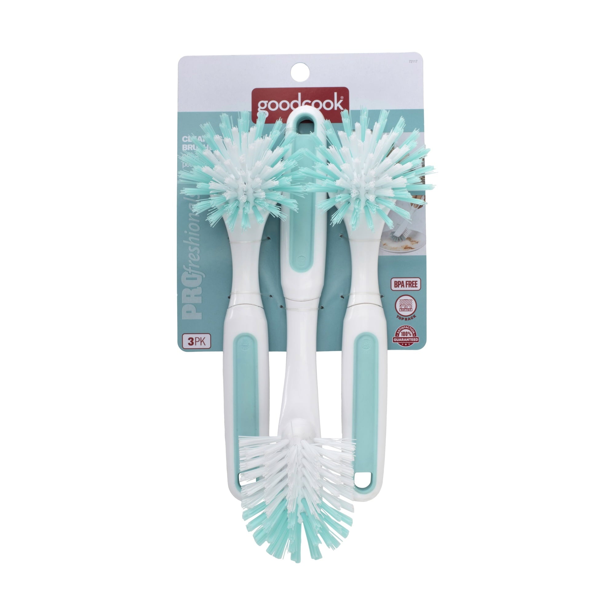 GoodCook PROfreshionals 3-Piece BPA-Free Kitchen Dish Brush Set, Teal