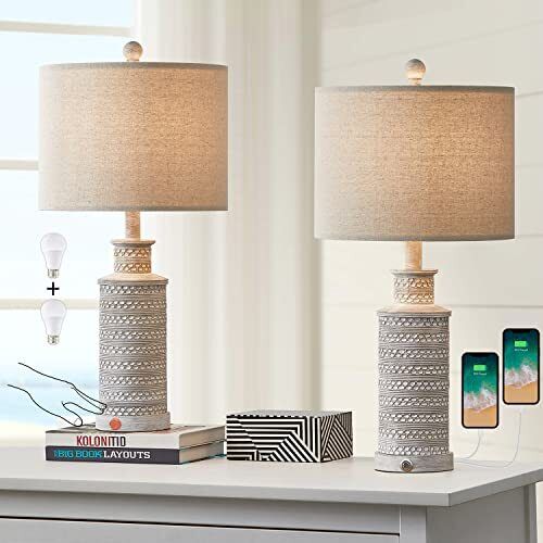 BOBOMOMO 3-Way Dimmable Touch Control Table Lamp Set of 2 with Dual USB Charging