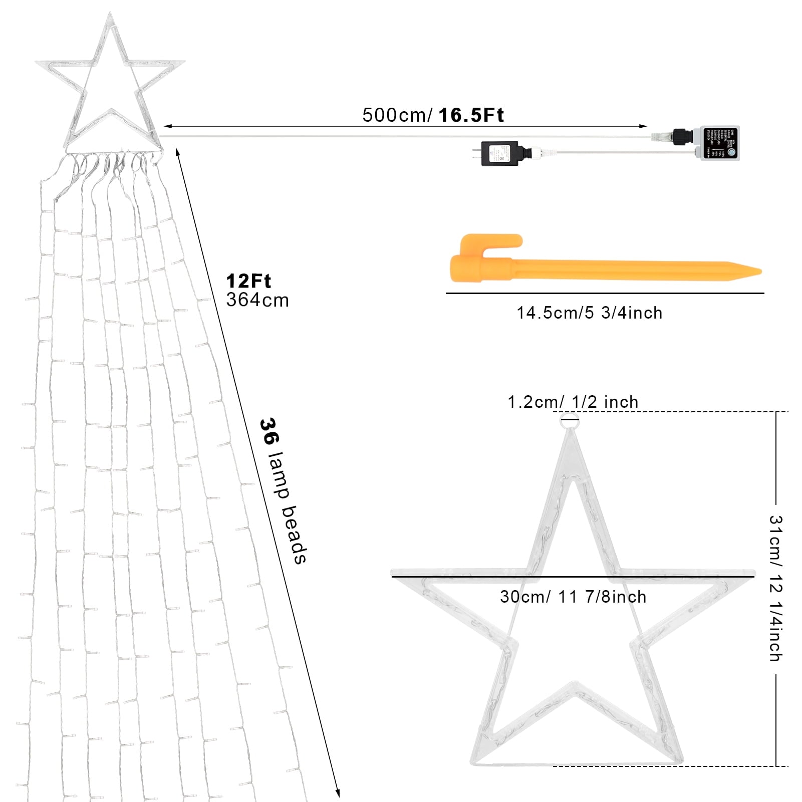 KORALAKIRI Christmas Lights Outdoor, 344LED 8 Modes Waterfall String Lights with Star Tree Topper(Multicolor)