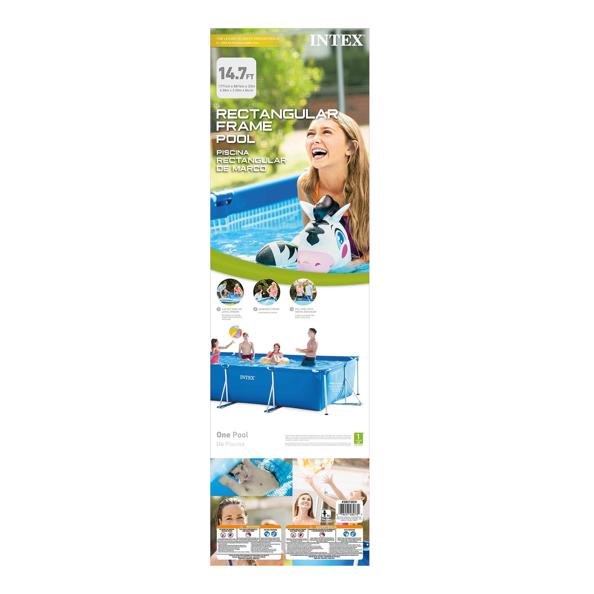 Intex 26710EH 12 ft x 30 in Prism Frame Round Above Ground Swimming Pool, (No Pump)