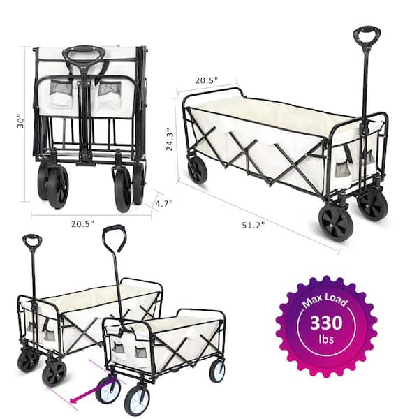 Heavy Duty 4-Wheeled Folding Portable Hand Cart in White