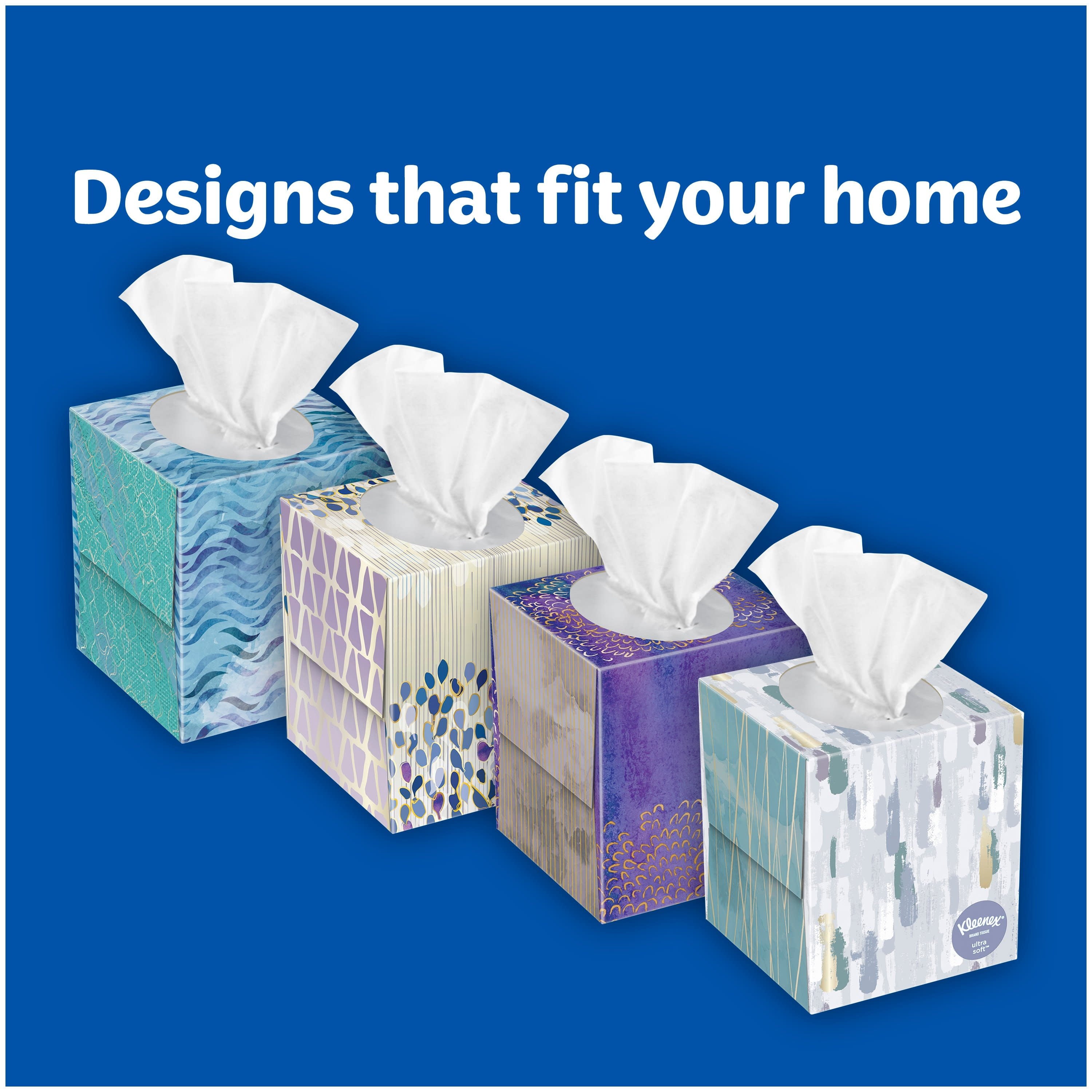 Kleenex Ultra Soft Facial Tissues, 6 Cube Boxes (390 Total Tissues)