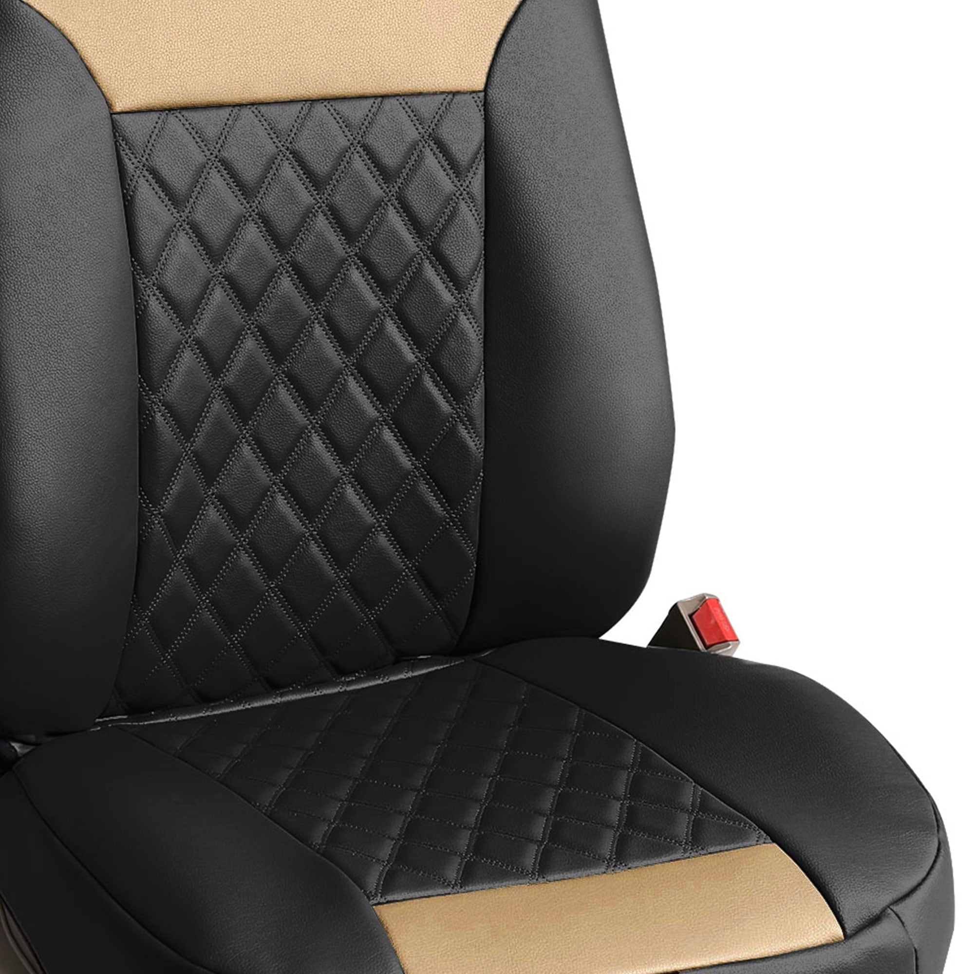 FH Group Deluxe Faux Leather Diamond Pattern Front Seat Car Seat Cushions with Air Freshener Black