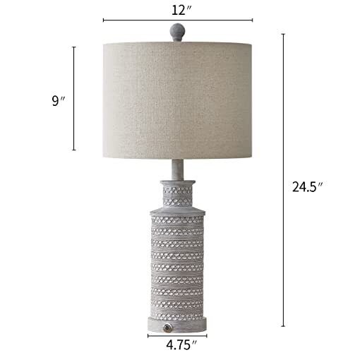 BOBOMOMO 3-Way Dimmable Touch Control Table Lamp Set of 2 with Dual USB Charging