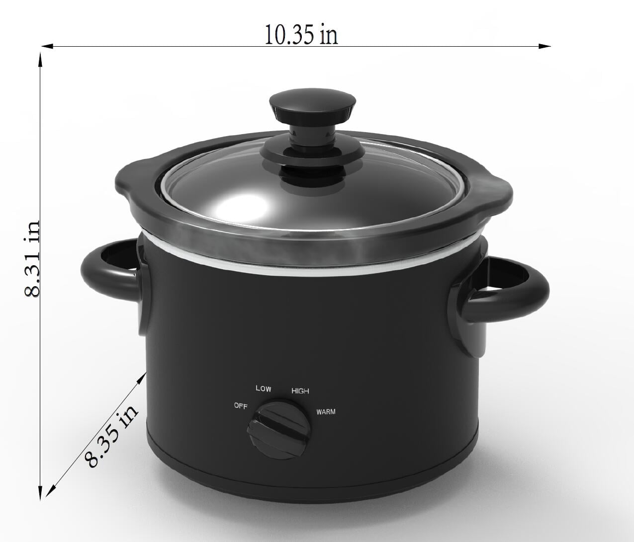 Mainstays 2 QT Slow Cooker, Matte Black Finish, Removeable Stoneware Pot, MODEL MS54100112165B