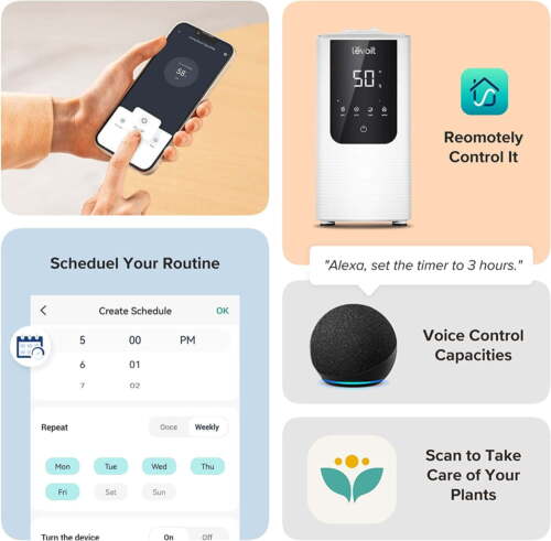 Levoit Smart Cool and Warm Mist Top Fill Humidifier with Aromatherapy, 4.5L