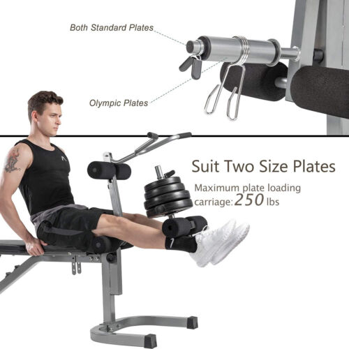 Weight Bench with Leg Extension - 6+3 Positions Adjustable Olympic Utility Bench