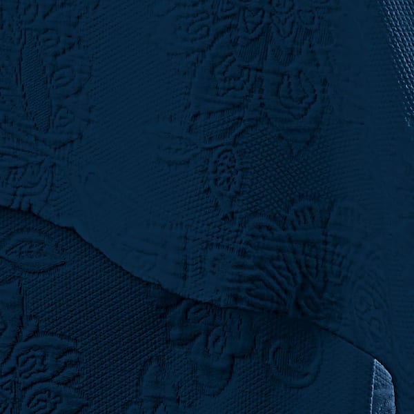 Putnam Matelasse 14 in. Navy Cotton King Bed Skirt