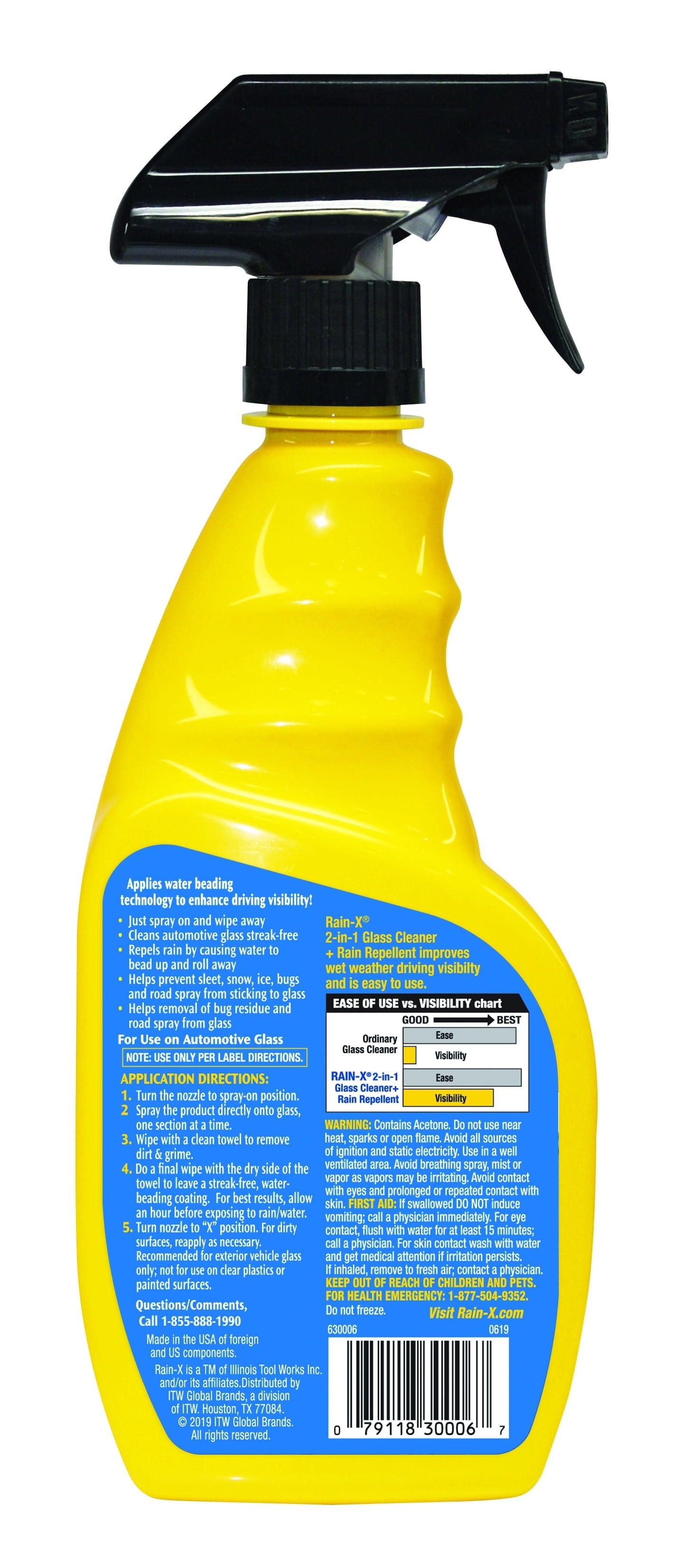 Rain-x 2-in-1 Glass Cleaner & Rain Repellant 16oz ITW - 630006W