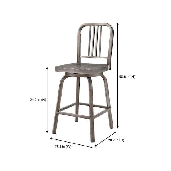 Kipling Gunmetal Gray Metal Swivel Counter Stool with Back