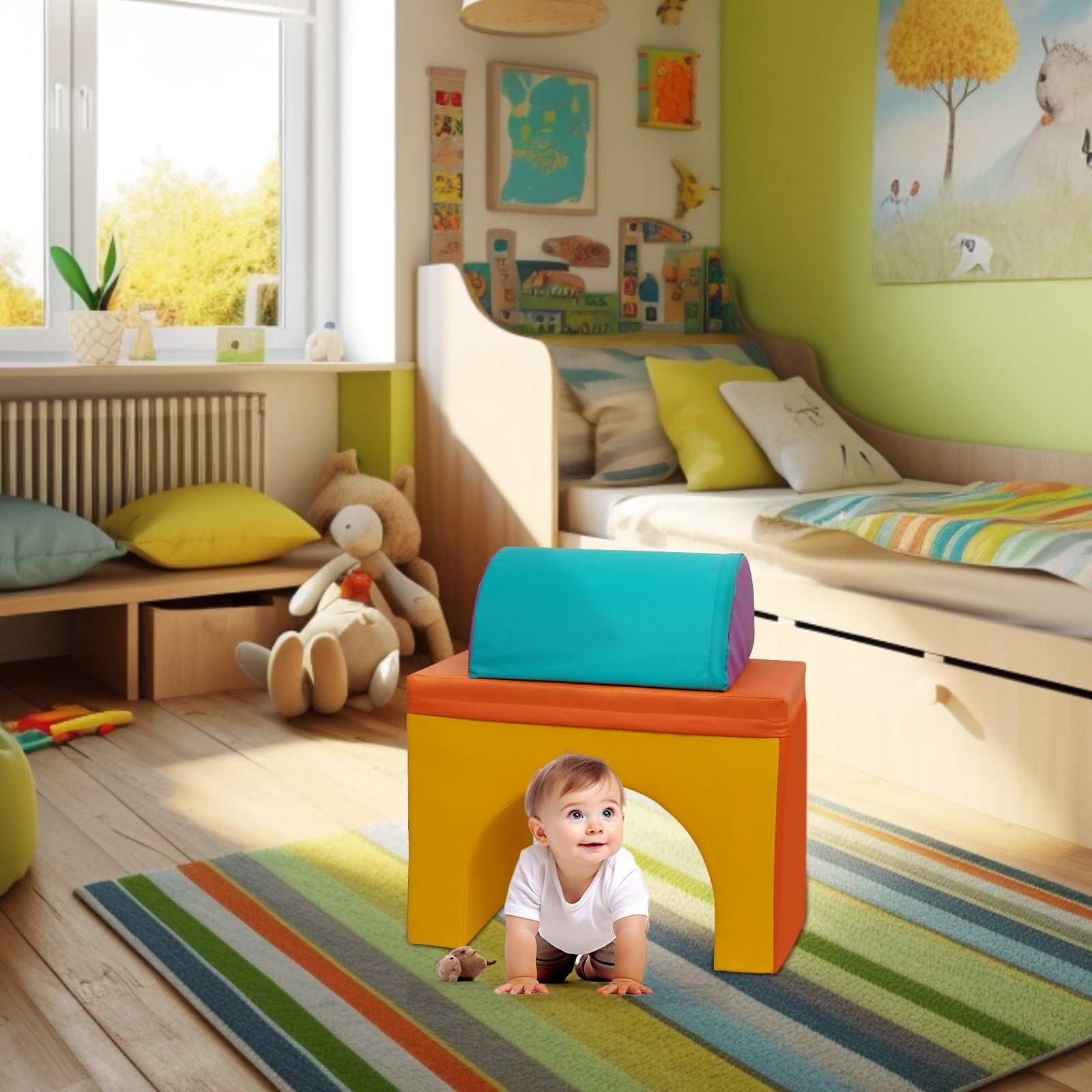 XJD Soft Zone Climb and Crawl Activity Playset, Lightweight Foam Shapes for Climbing, Crawling and Sliding, Safe Foam Playset for Toddlers and Preschoolers(5 Piece Set)