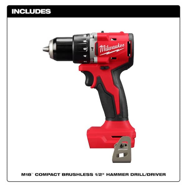M18 18V Lithium-Ion Brushless Cordless 1/2 in. Compact Hammer Drill/Driver (Tool-Only)