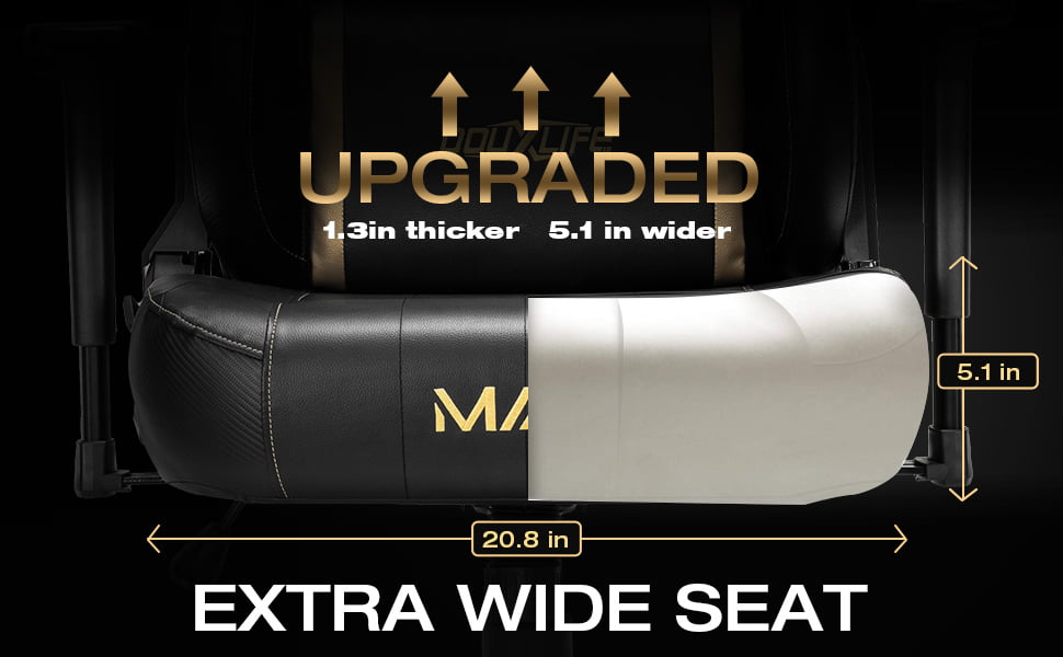 Douxlife Big&Tall Heavy Duty Gaming Chairs for Adults 400 lbs, Ergonomic Office Computer Comfy Gaming Chair, Executive Wide Seat High Back Office Chair