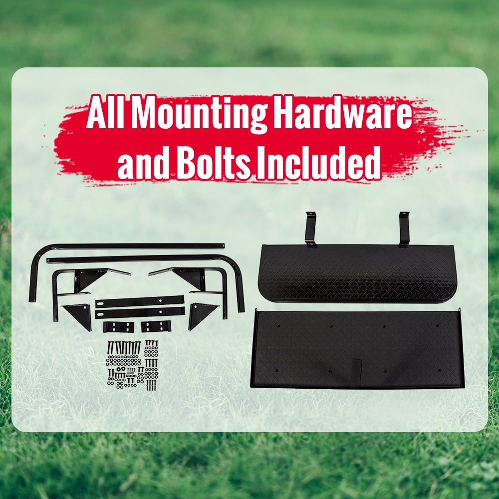 Kojem Flip Folding Rear Back Seat Kit Compatible with EZGO TXT Golf Cart | Black Cushions | 1995 & Up - You Will Receive (2) Packages