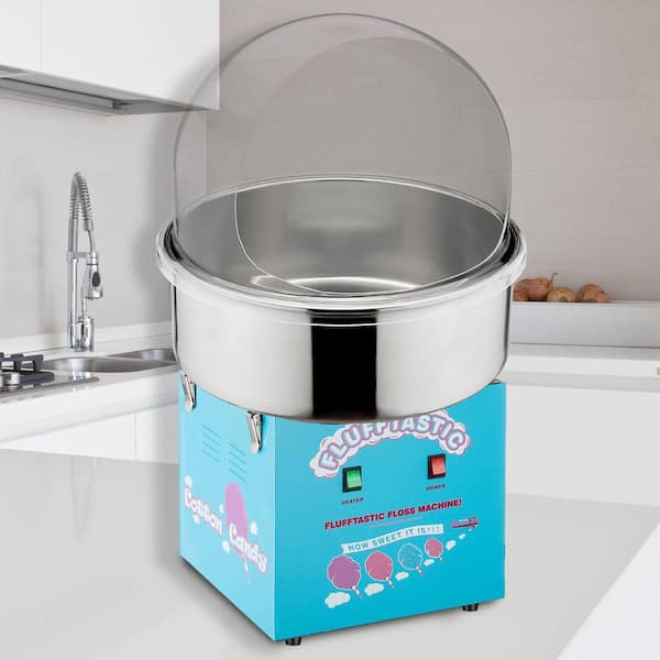 Cotton Candy Machine - Flufftastic 1000-Watt Floss Maker with Dome Shield and Stainless-Steel Pan (Blue)