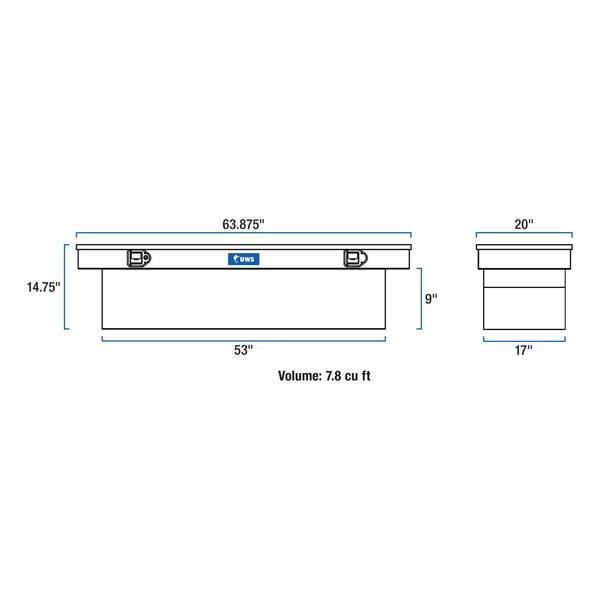 63 in. Bright Aluminum Crossover Truck Tool Box (Heavy Packaging)