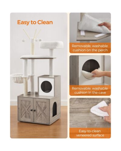 Feandrea WoodyWonders Cat Tree with Litter Box Furniture Hidden Enclosure, 2-...