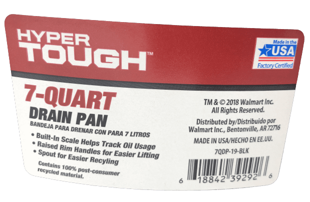 Hyper Tough Automotive 7-Quart Drain Pan, 7QDP-19-BLK, Black