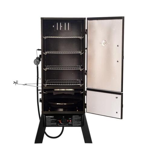 30" Dual Fuel Propane Gas and Charcoal Smoker Black Outdoor Cooking