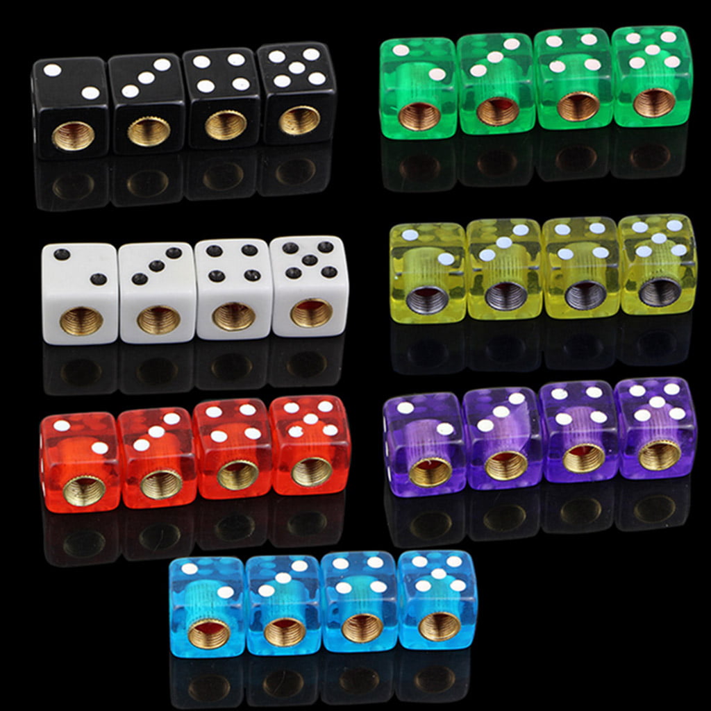 4pcs Dice Shape Car Truck Wheel Tire Air Valve Stem Cover Dust Cap