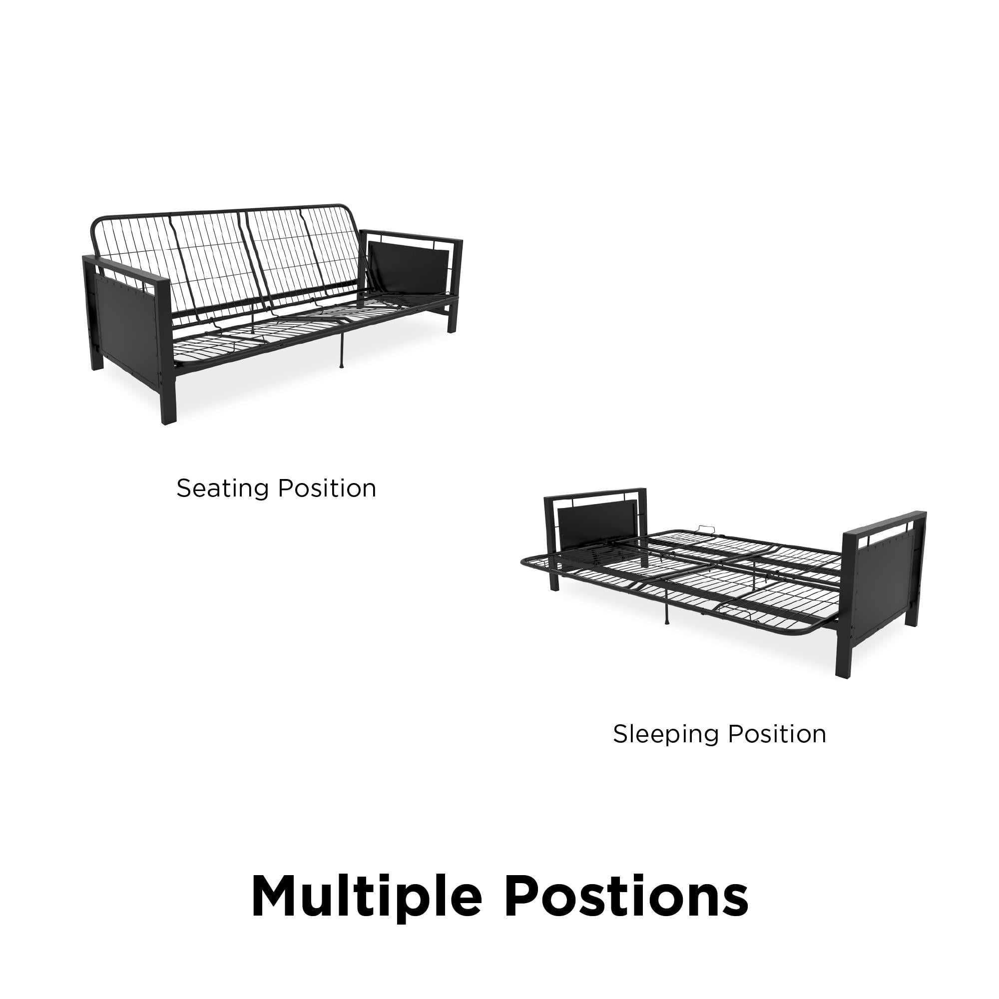 DHP Henley Metal Arm Futon Frame, Black Metal