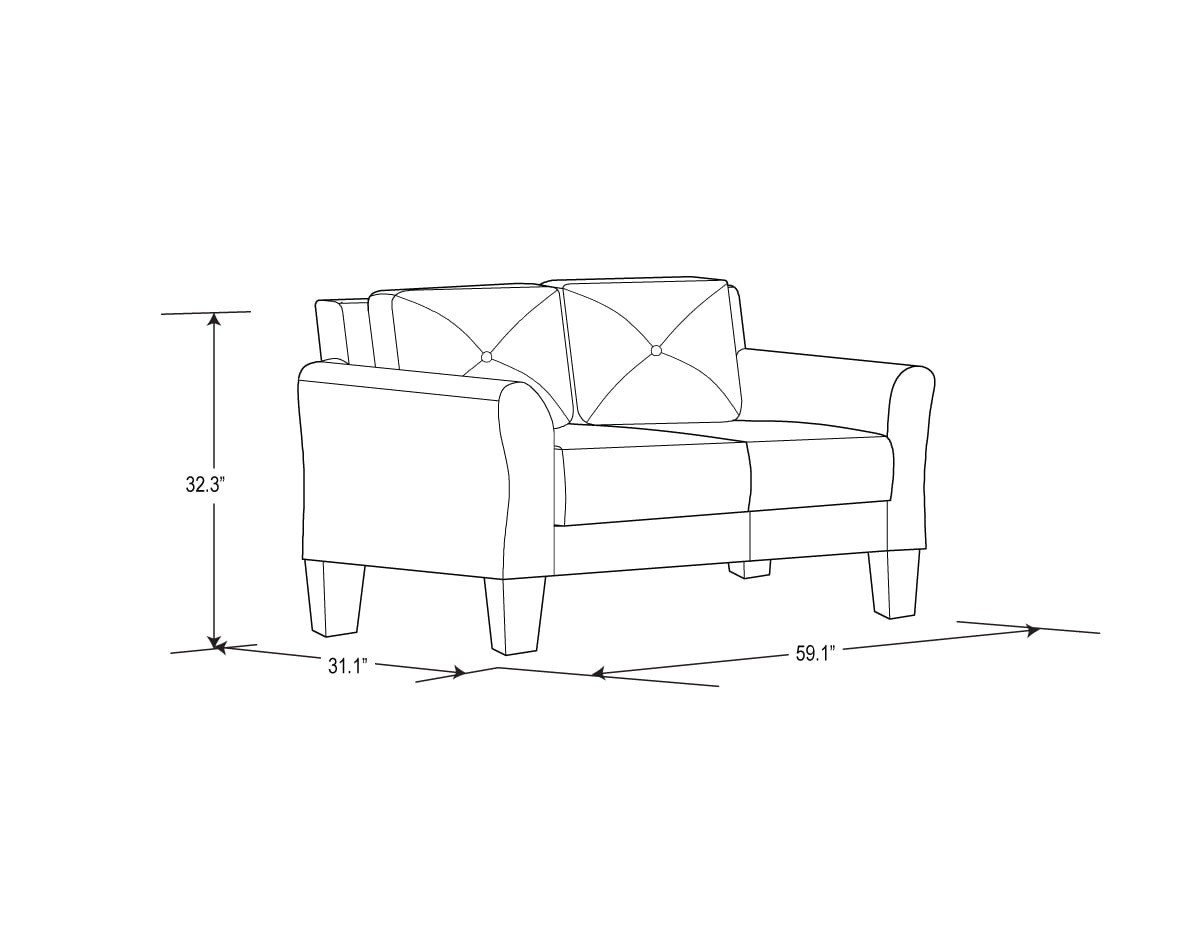 Lifestyle Solutions Taryn Loveseat with Rolled Arms, Brown Fabric