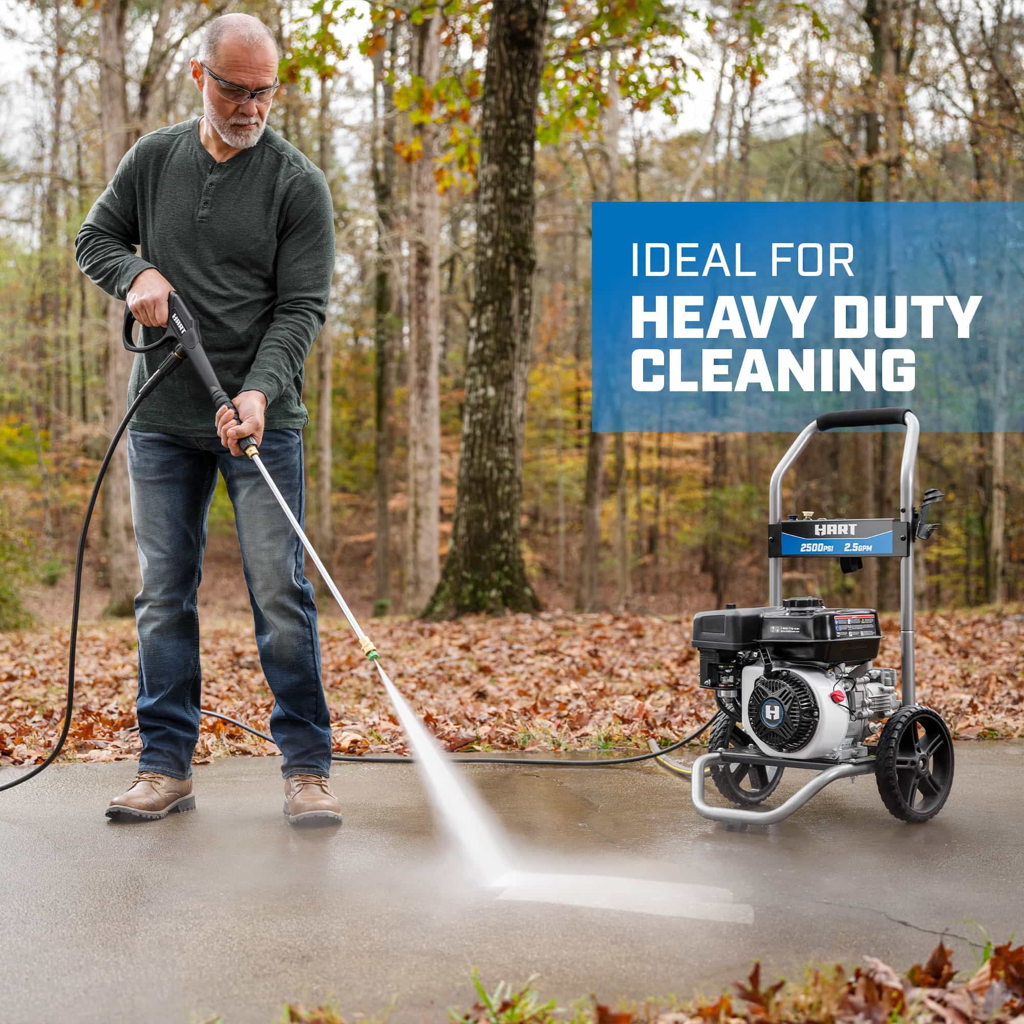 HART 2500PSI 2.5 GPM 212cc Cold Water Gas Pressure Washer