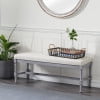 DecMode Wood Bench with Burlap Seat, Gray