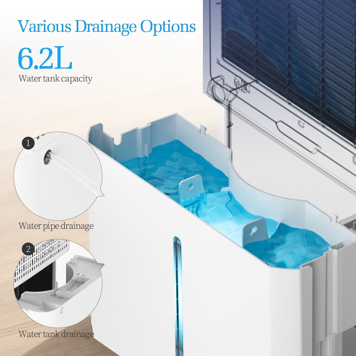 HUMSURE Dehumidifier 8,000 Sq Ft 90 Pint Commercial Home Dehumidifier with Pump, Basement High Capacity Dehumidifier with Drain Hose, Smart Humidity Control, Moisture Removal 120 Pints (95 