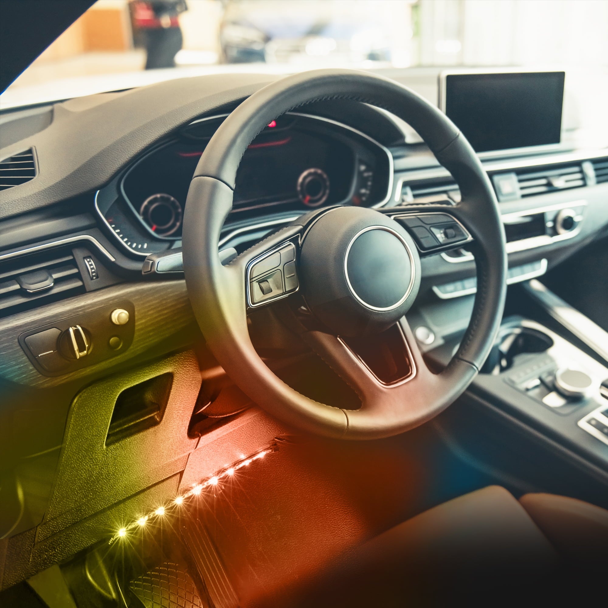 Monster LED Bluetooth Sound-Reactive Multi-Color Car Interior Lights, Customize with App, 4-Pack of 10.5