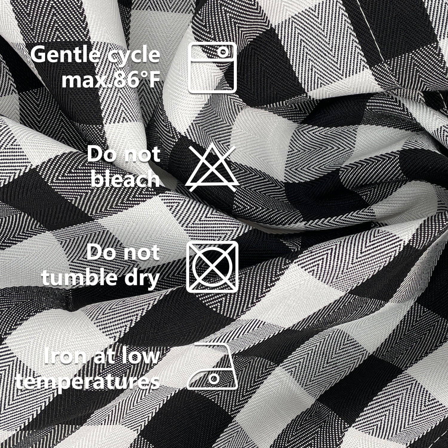 2 Pack Buffalo Check Plaid Window Valances Curtains White and Black, 16 x 56 inch, Blackout