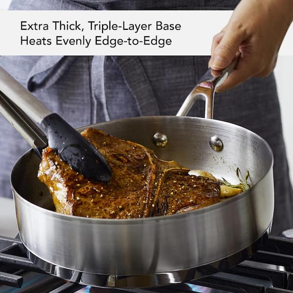 11-Piece 3-Ply Base Stainless Steel Cookware Set, Silver