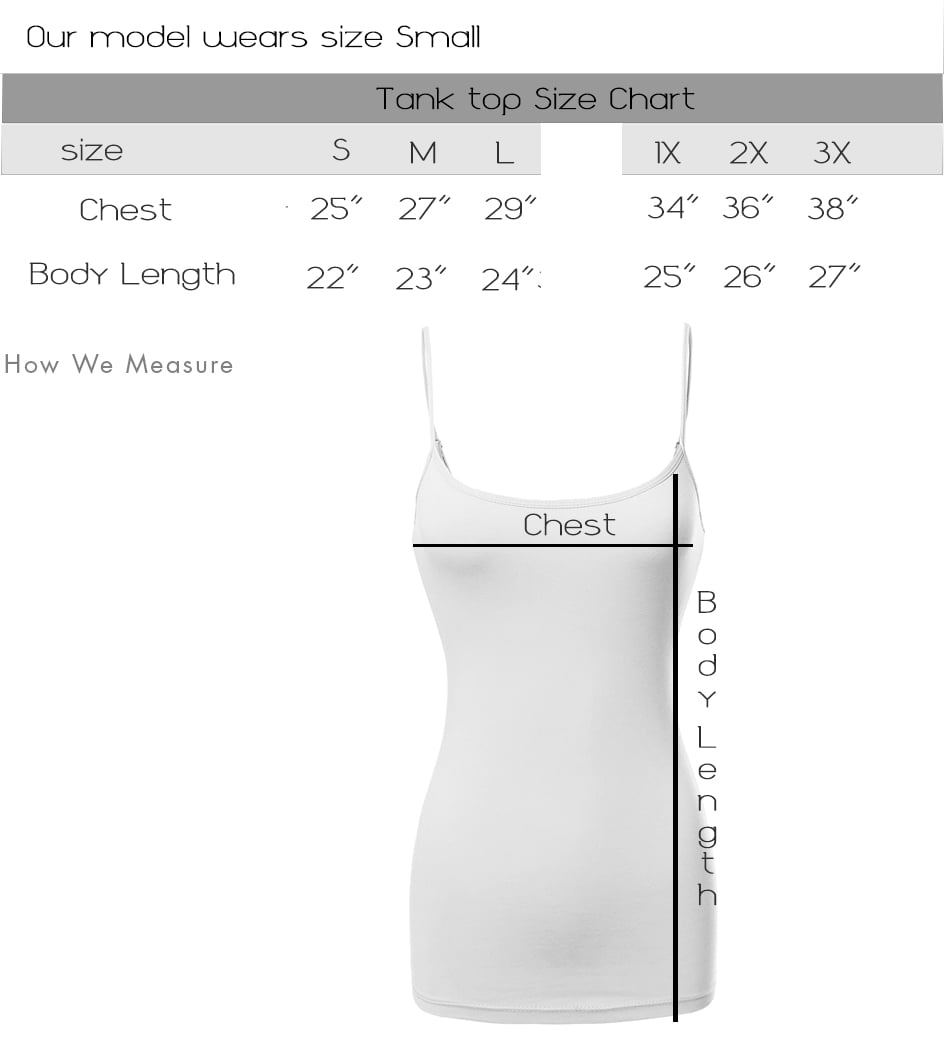 Womens & Juniors Basic Solid Long Length Adjustable Spaghetti Strap Camisole Tank Top (4PK - Black/Black/Black/Black, S)