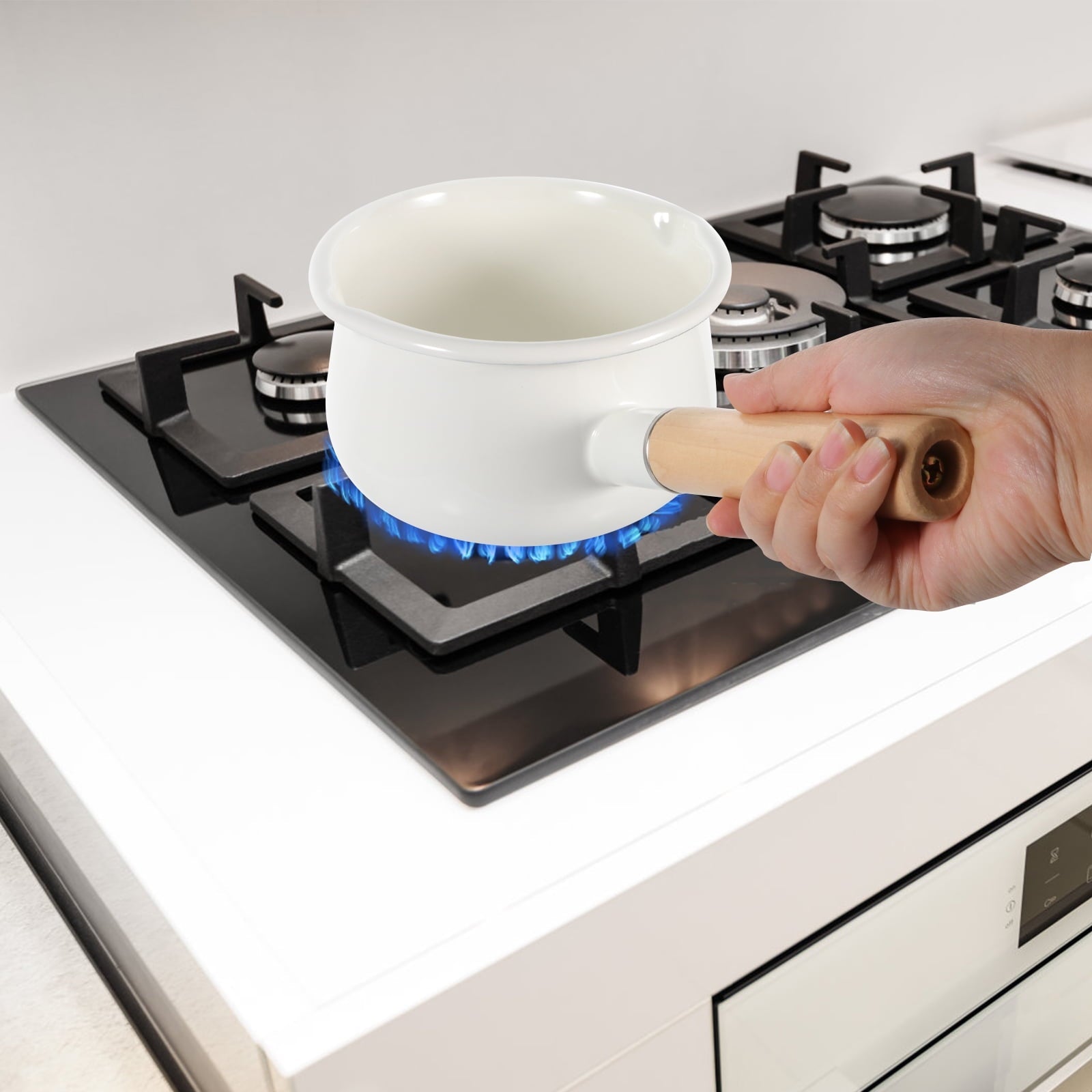 PotSmall Enamel Melting Chocolate Stovetop Cooking Noodlebaby Soup Spouts Pour Emaille Boiling Saucepan Geschirr Stove