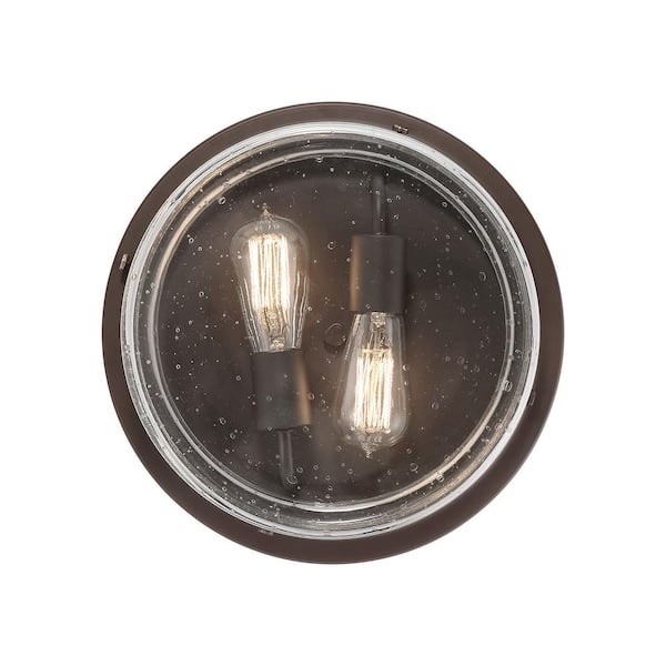 Silveroak 13 in. 2-Light Oil Rubbed Bronze Round Flush Mount Ceiling Light