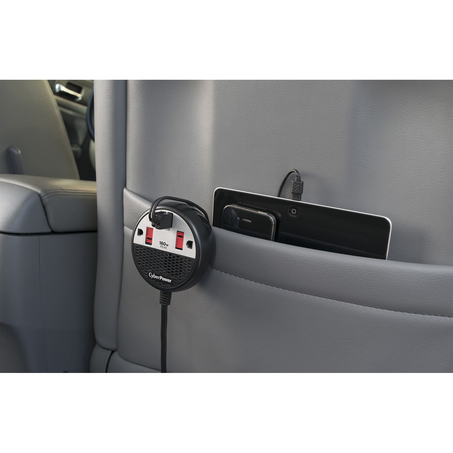 Cyberpower CPS160PPB2U 160 Power Inverter With 2 AC Outlets, Black/Red