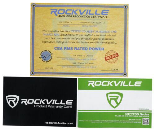 Rockville KRYPTON-T2 2800 Watt Peak/700w RMS 2 Channel Amplifier Car Amp