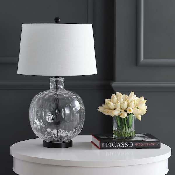 Rae 26.5 in. Clear/Black Glass/Metal LED Table Lamp