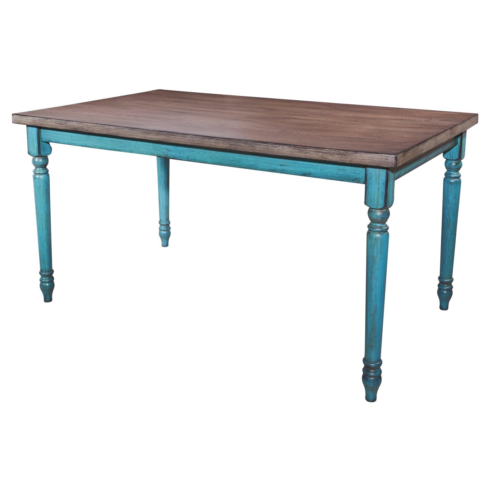 Willow Farmhouse 6-Piece Dining Set, Burnished Smoke and Distressed Teal Blue