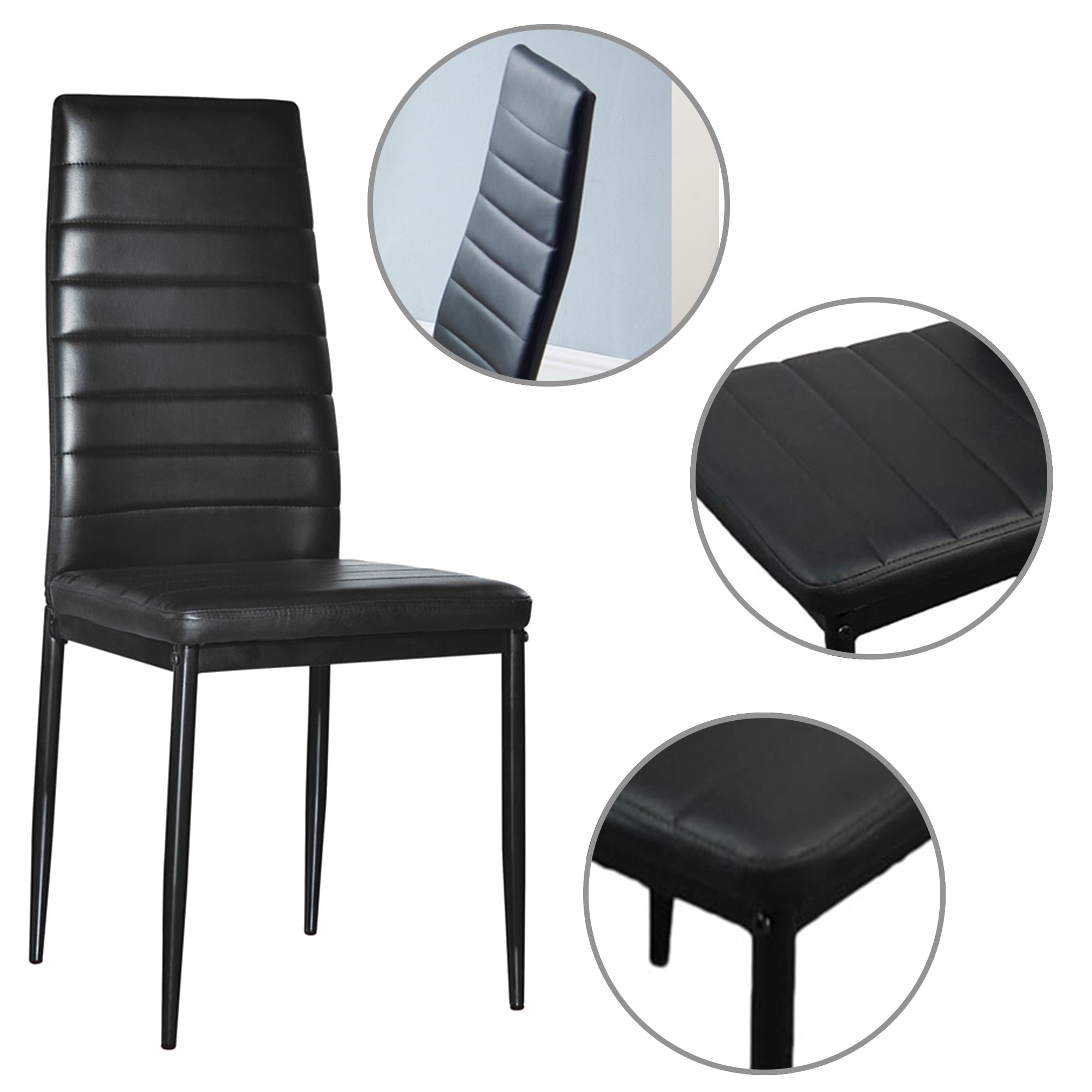 SESSLIFE Dining Chairs Set of 4, Dining Living Room Kitchen Chairs PU Leather Padded Chair with Solid Iron Legs, Modern Urban Style