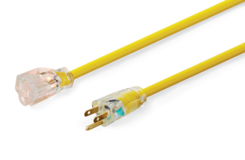 25ft Indoor and Outdoor Heavy Duty Yellow Vinyl Extension Cord Water-Resistan<wbr/>t