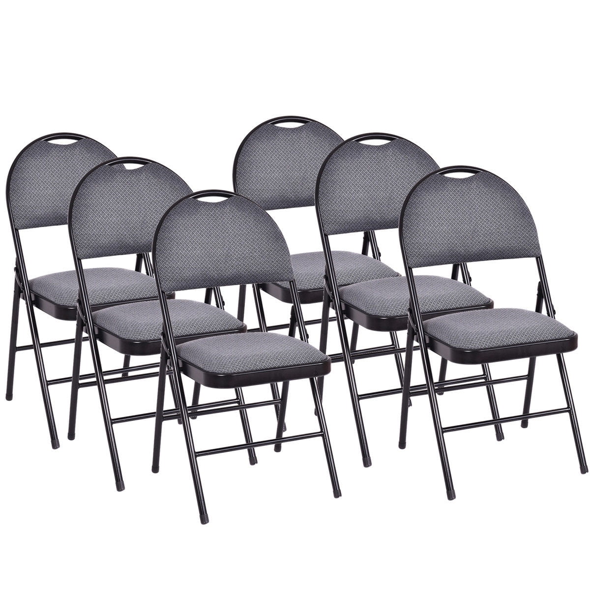 Costway Set of 6 Folding Chairs Fabric Upholstered Padded Seat Metal Frame Home Office