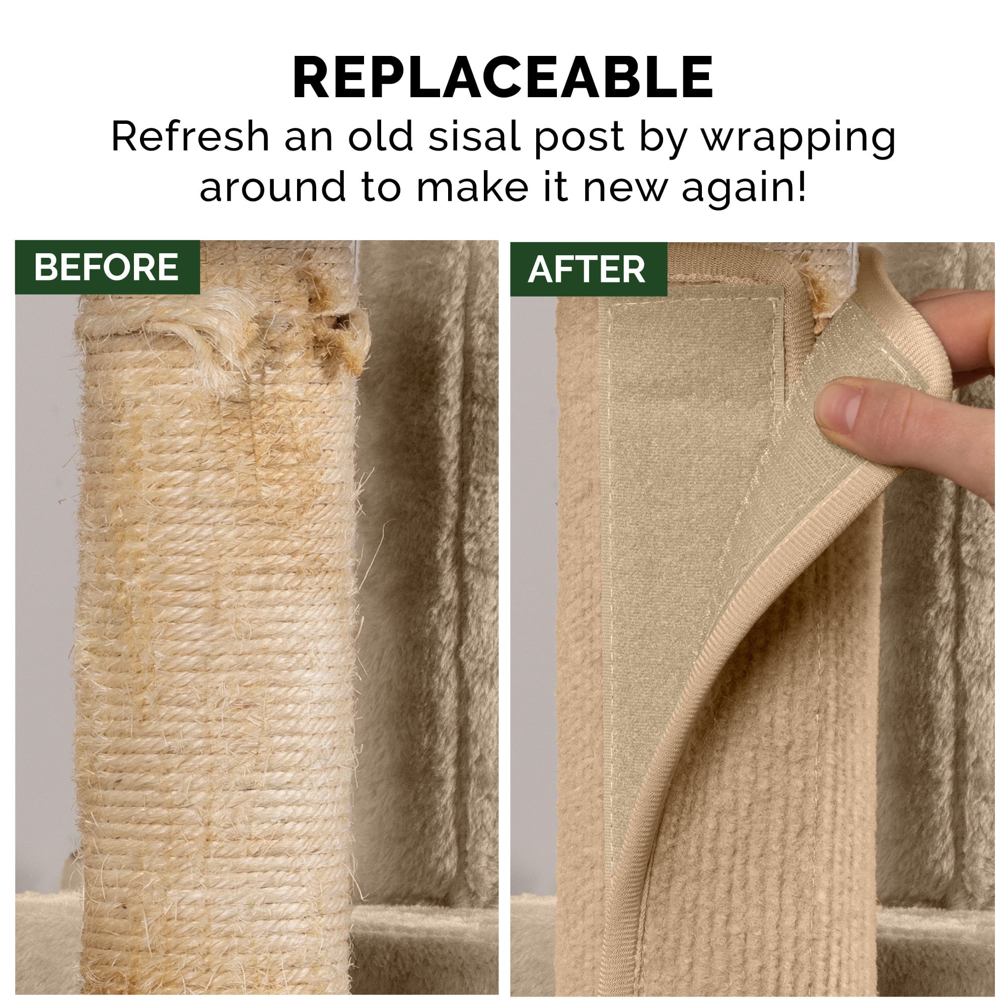 Tiger Tough Carpet Post Cover-Cream, 13.75