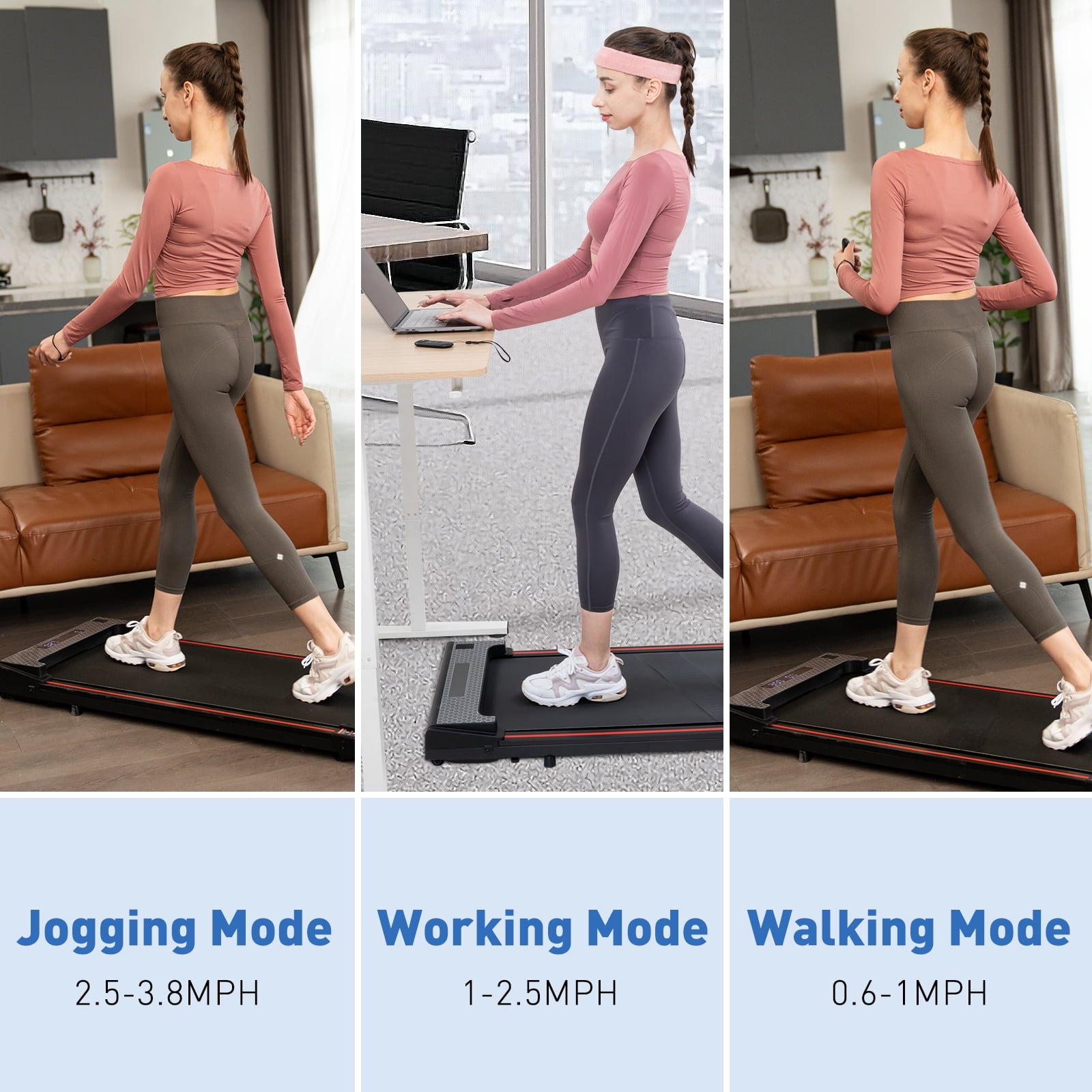 GEARSTONE Treadmill for Home, 1-6KM/H Under Desk Treadmill, Treadmill Walking Pad