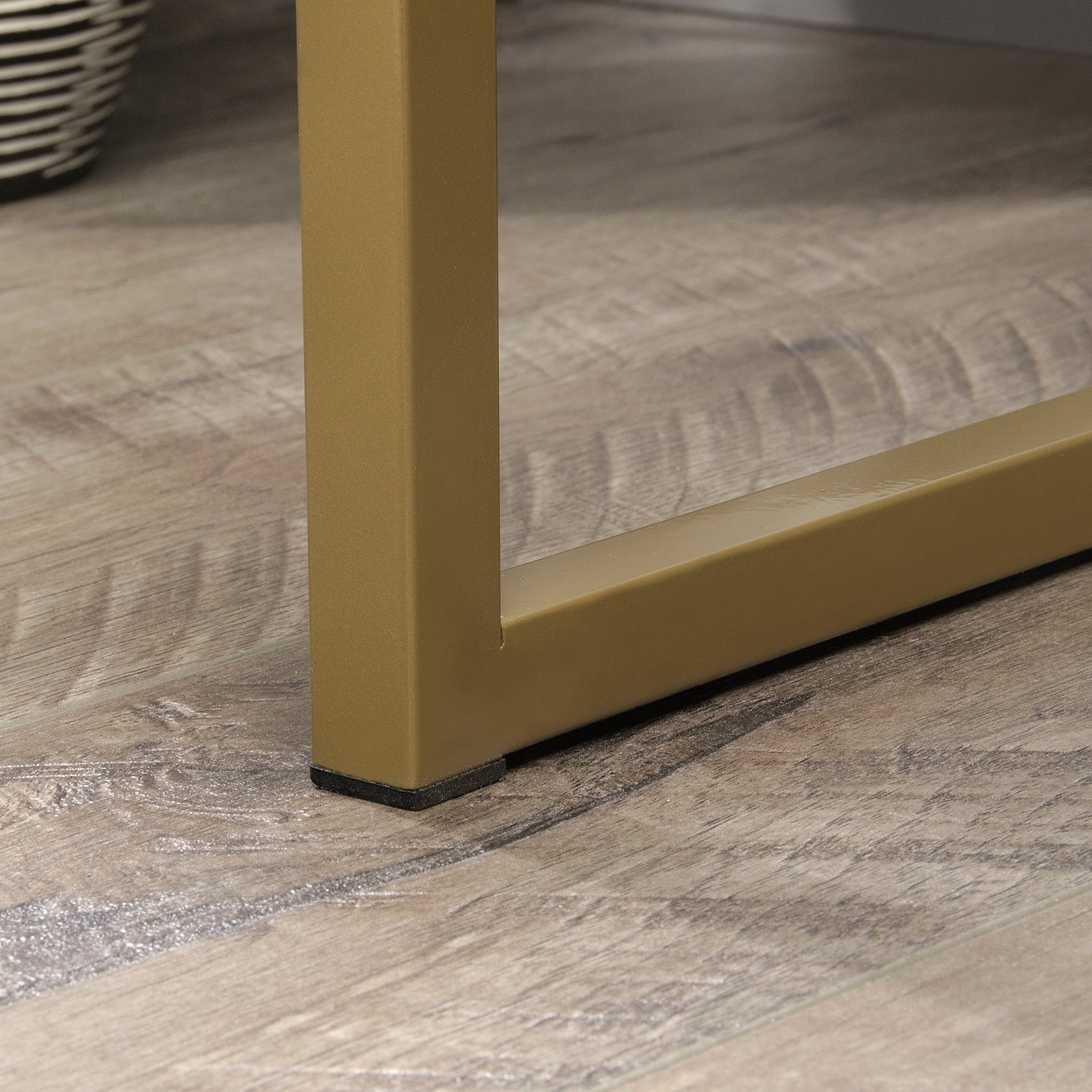 Sauder 426429 International Lux Single Pedestal Desk, Diamond Ash Finish