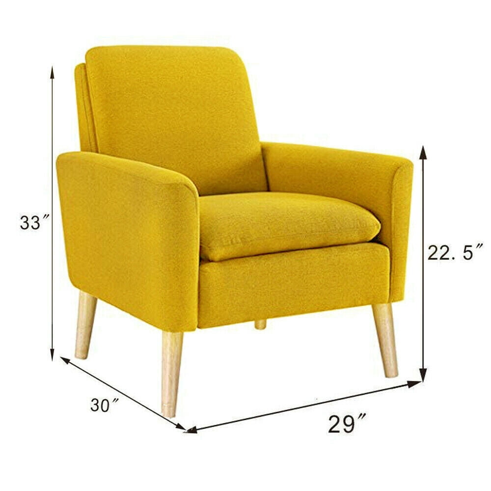 Dazone Modern Accent Fabric Chair Single Sofa Comfy Upholstered Arm Chair Living Room Yellow
