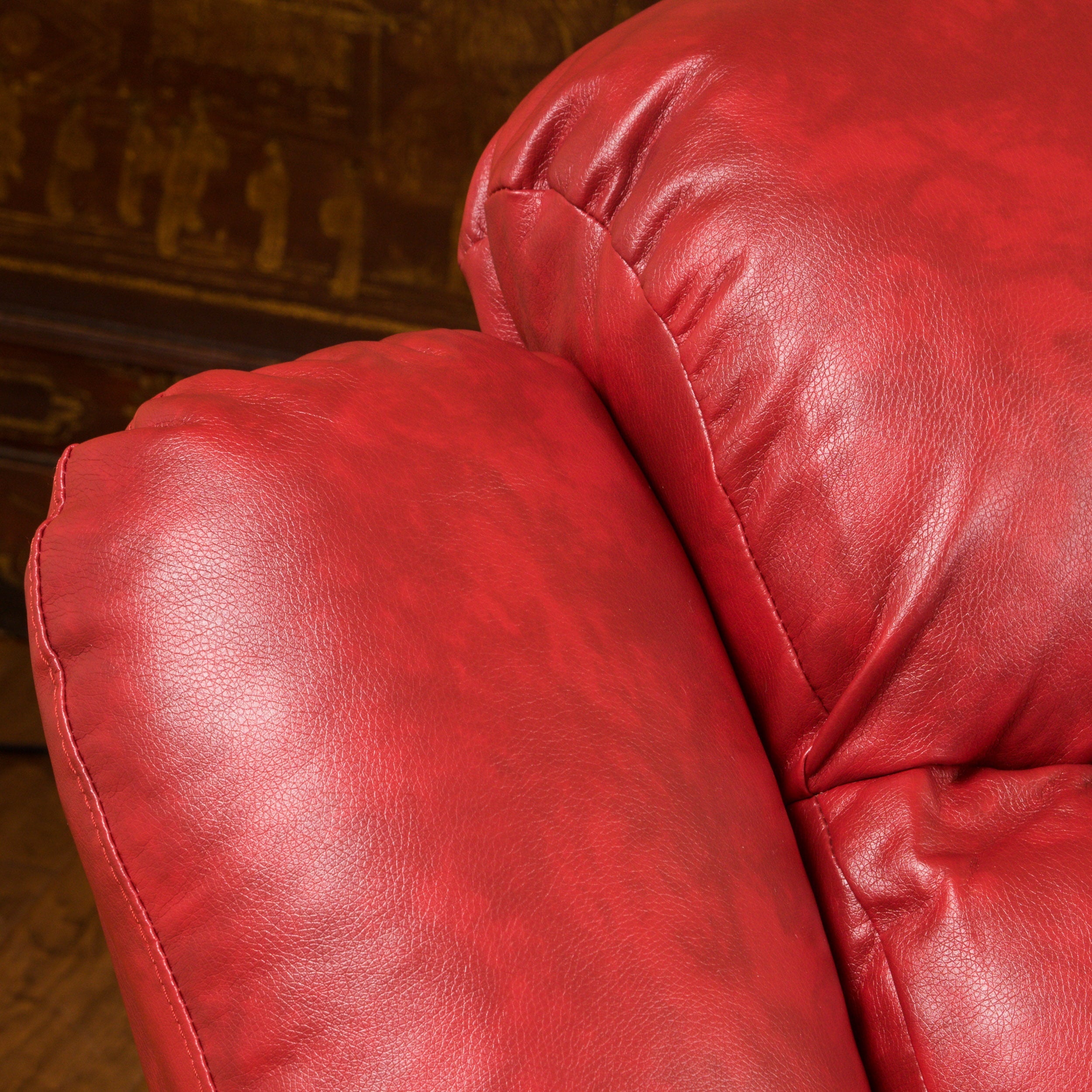 Noble House Haden Faux Leather Glider Recliner, Red