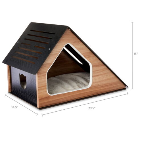 Modern Cat Condo with Sisal Scratching Pad & Washable Mat