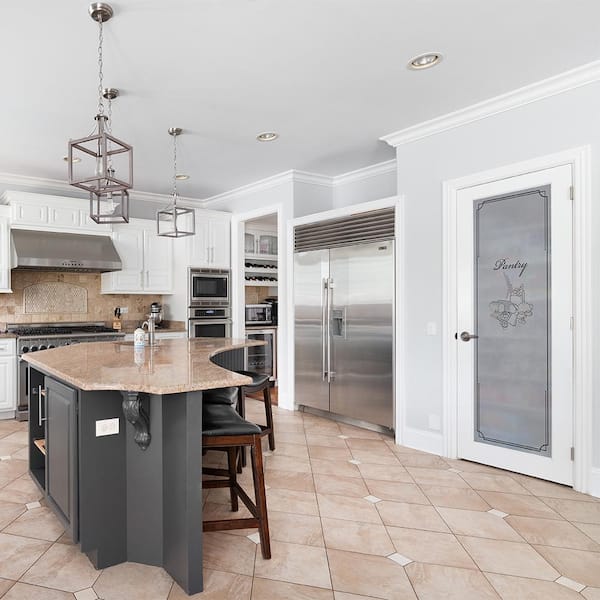 30 in. x 80 in. Solid Core Full Lite Pantry Satin Glass Ovolo Sticking Primed Wood Interior Door Slab